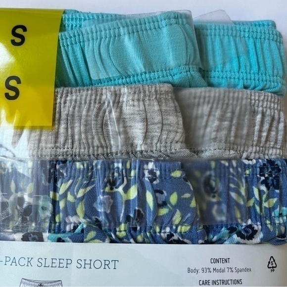 Jane And Bleeker Pack of 3 Sleep Shorts Sz Small 3” Inseam Ditsy Blue NEW - Picture 6 of 7
